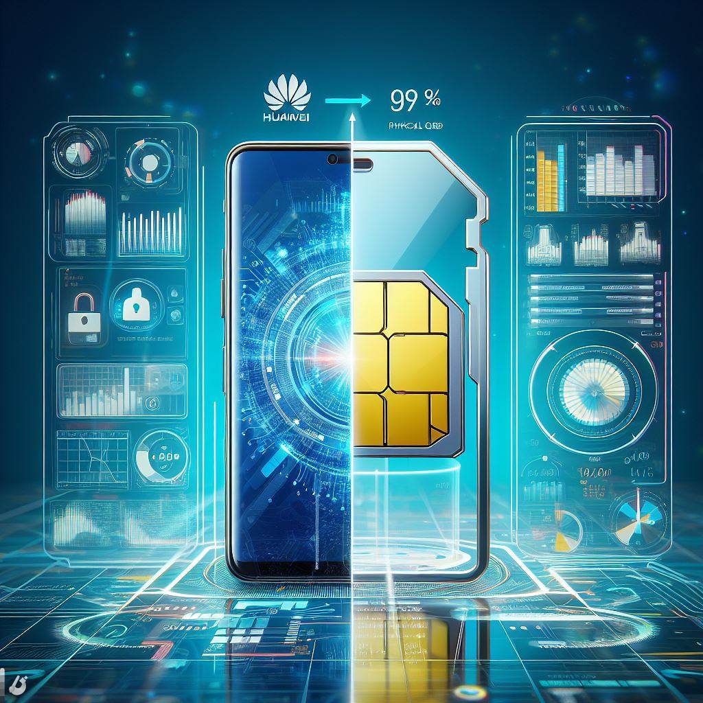 Graphic representation comparing eSIM and physical SIM card, weighing their pros and cons